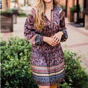 Current Air Purple Haze Drop Waist Dress Small Multicolor Boho Festival Retro